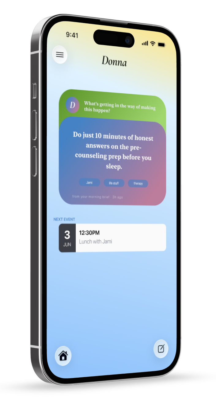 Donna running on an iPhone